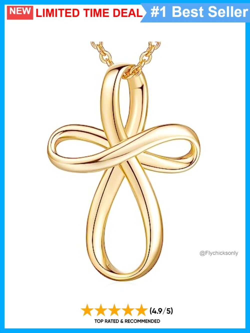 14K Gold Plated Cross Pendant Necklace for Women